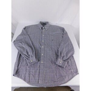 Nautica Shirt Mens XL Gray Long Sleeve Button Down Check Cotton Embroidered
